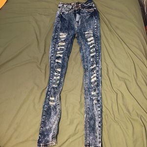 Retro Acid Wash High Rise distressed Jeans